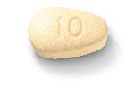 10mg yellow TRINTELLIX (vortioxetine) tablet, debossed with "10" on one side
