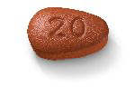 20mg red TRINTELLIX (vortioxetine) tablet, debossed with "20" on one side